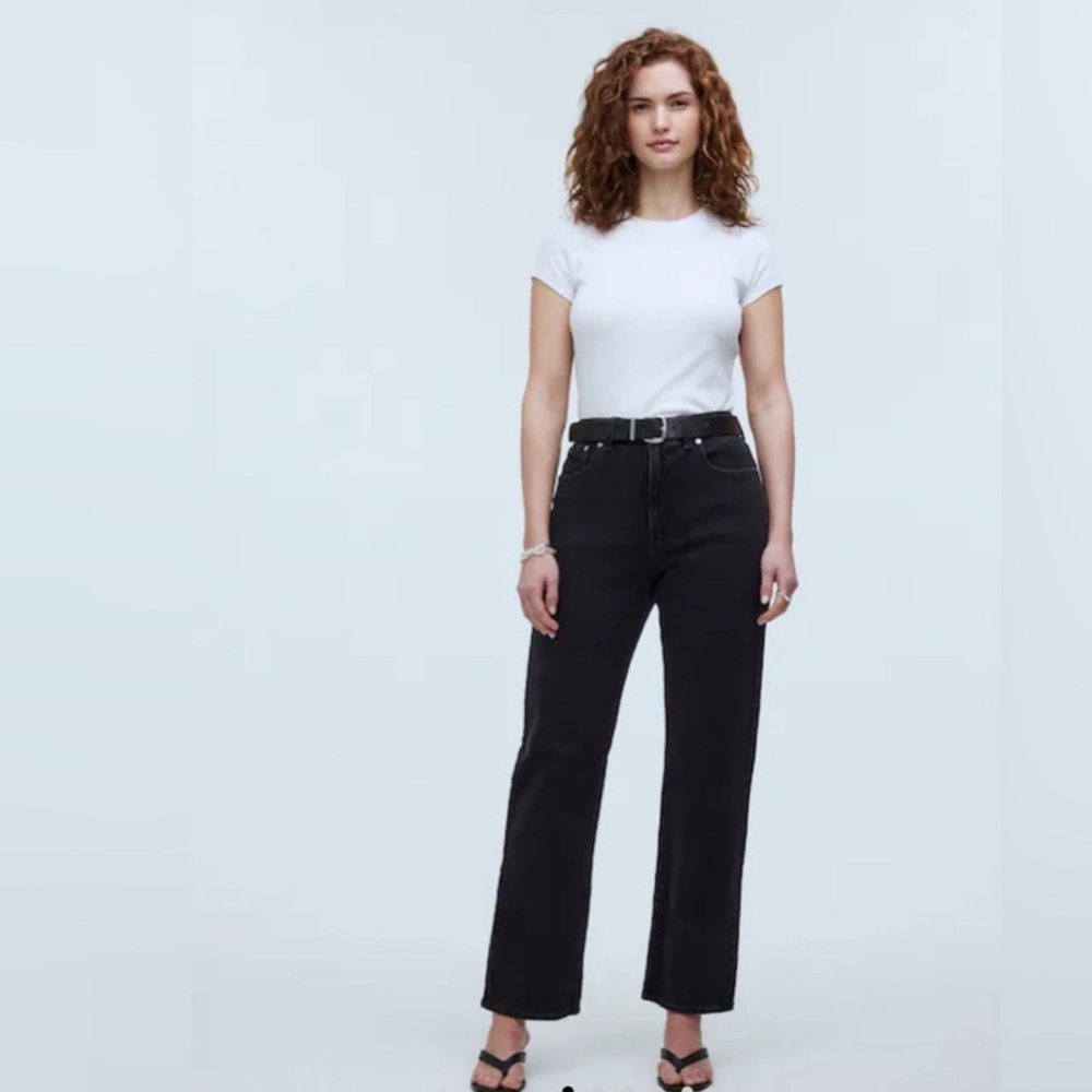 EUC Madewell Curvy 90s Black Wash Straight Jeans Sz 26 - NM273 - broken zipper